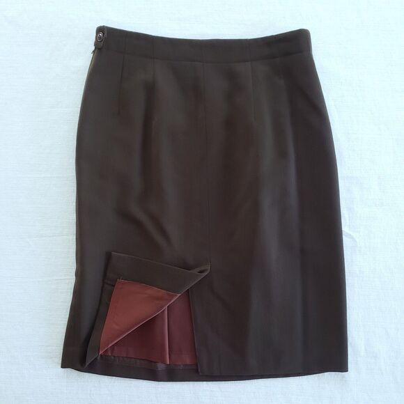 Vintage Charter Club Jane Justin Wool Skirt Womens 12 Brown Classic Preppy Retro - Picture 9 of 12